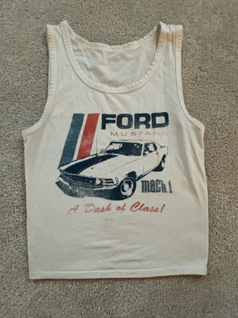 Ford Cream Tank with Navy & Red Mustang Graphic